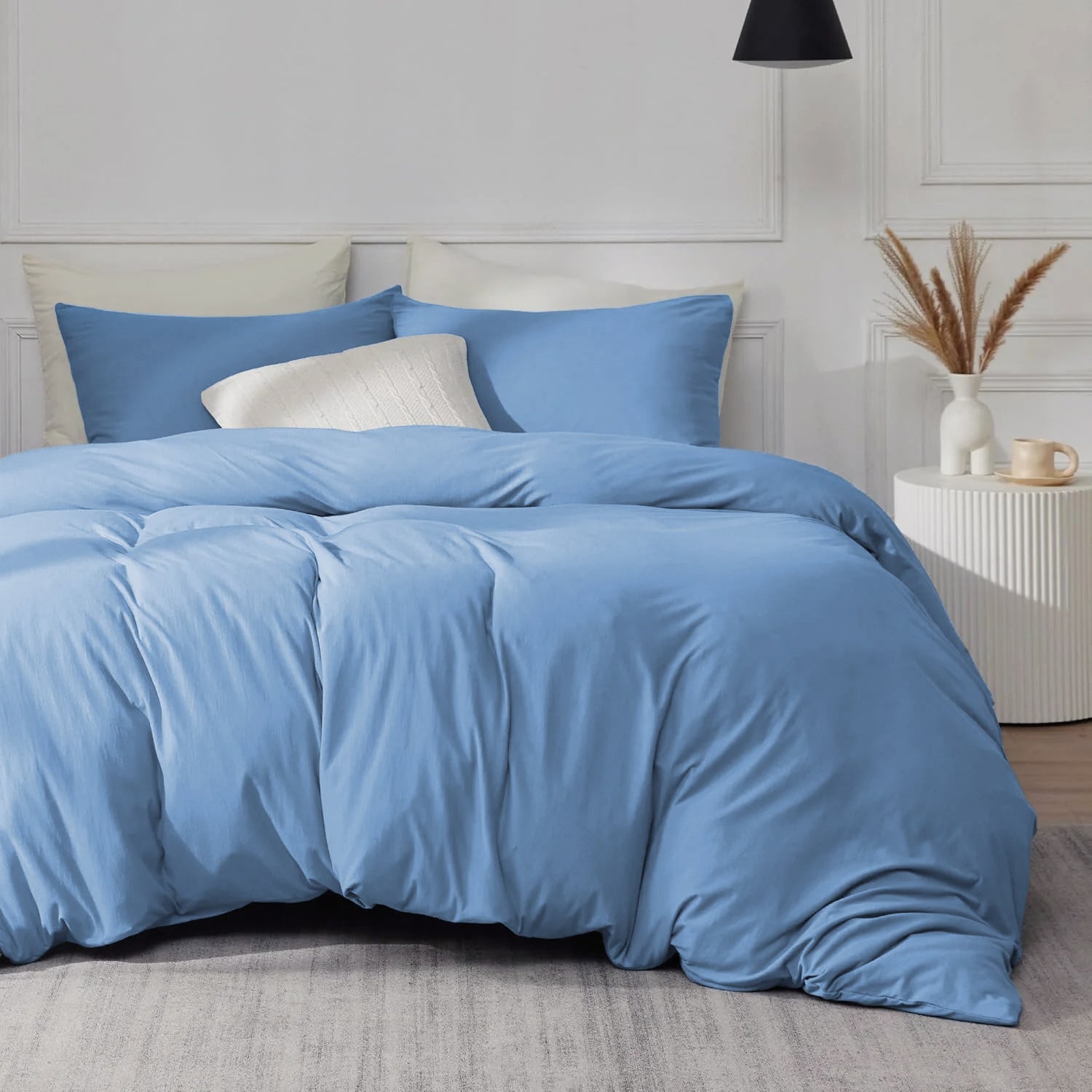 Light Blue Plain Duvet Cover & Pillowcase Set
