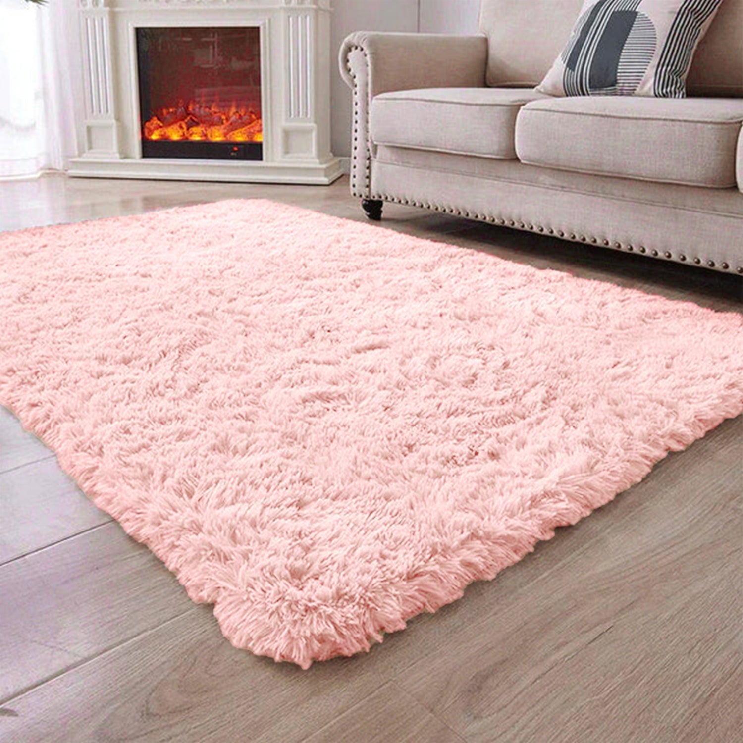 Large Shaggy Rug Soft Deep Pile Pink