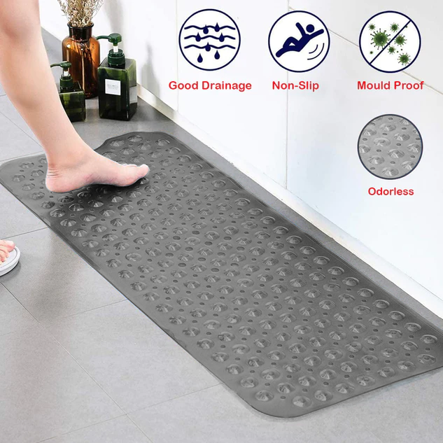 Bath Mat Non Slip Shower Mat Large PVC Extra Strong Suction Anti-Mold  Rubber Mat