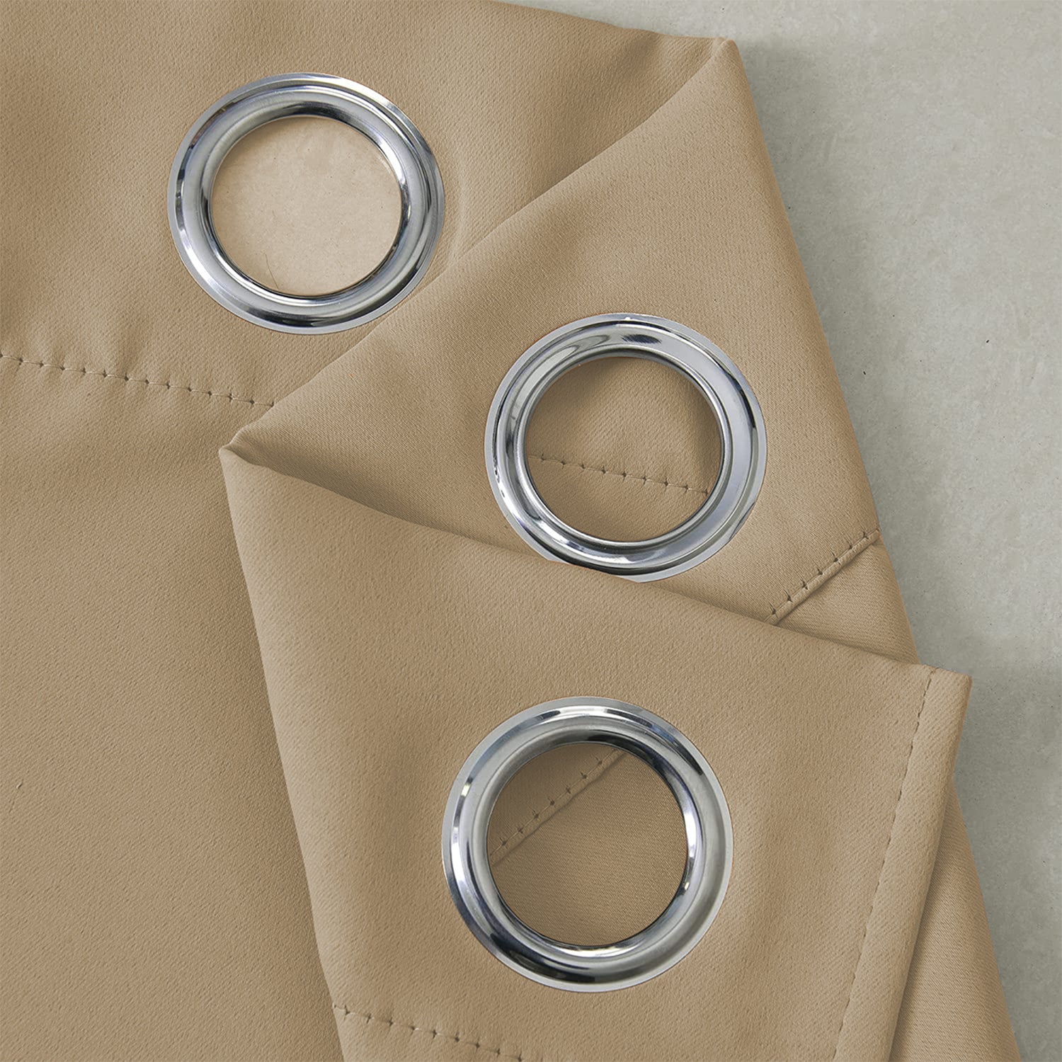 Beige Blackout Curtains Eyelet