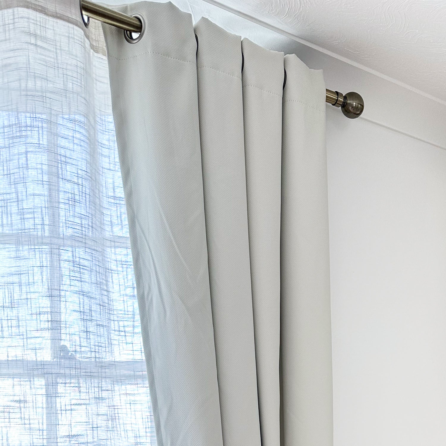 Antique Brass Curtain Pole Set with HoldBacks