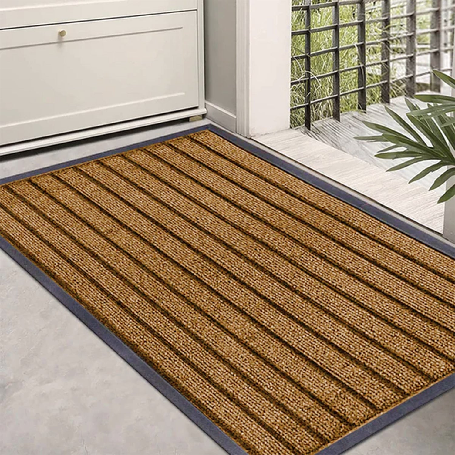 Brown Heavy Duty Door Mats Outside Non Slip Rubber PVC Dirt Trapper