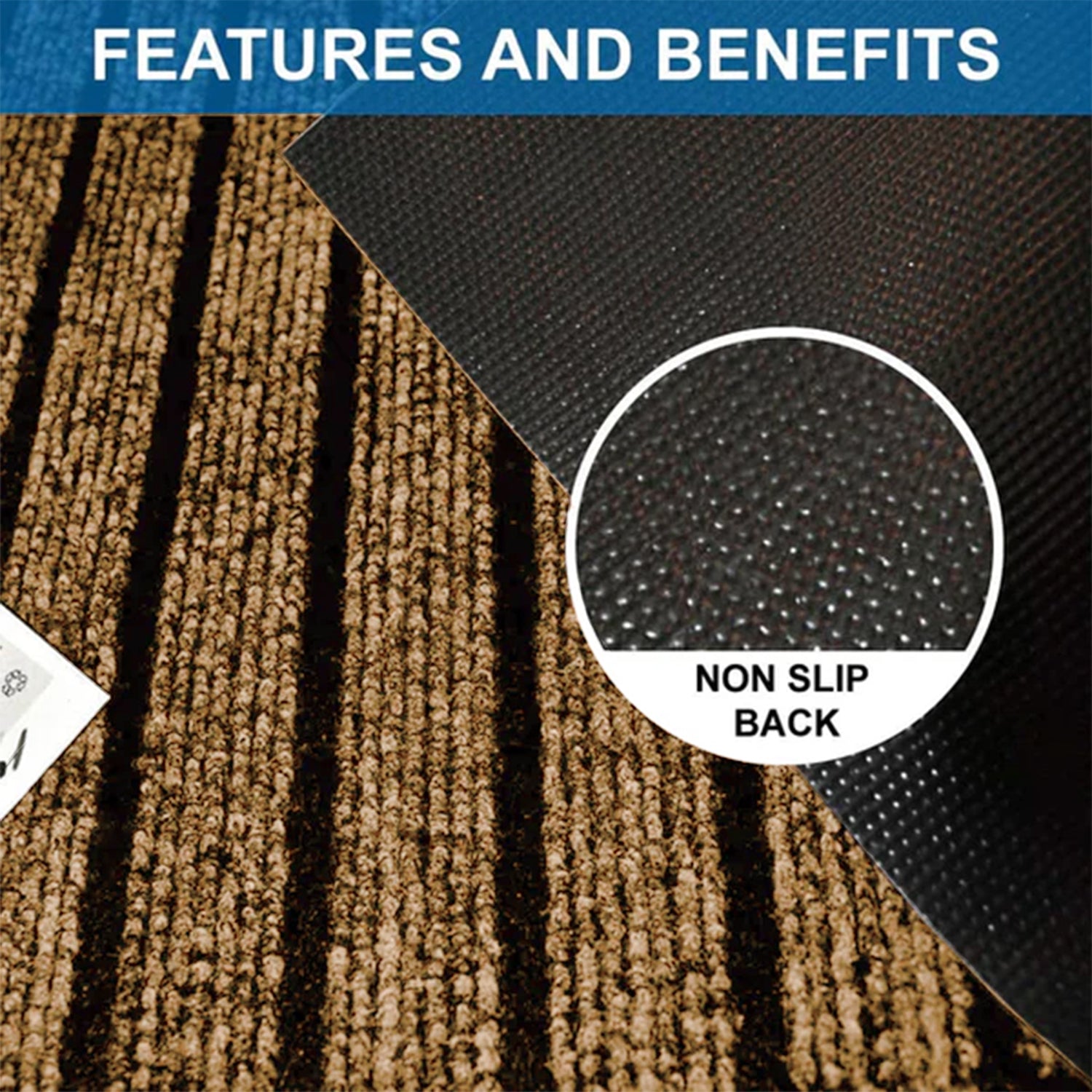 Brown Heavy Duty Door Mats Outside Non Slip Rubber PVC Dirt Trapper