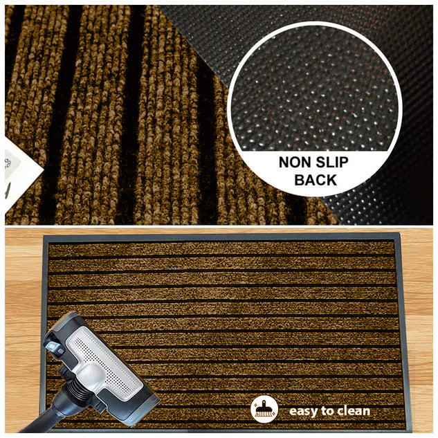 Brown Door Mat Non Slip Rubber PVC Dirt Trapper