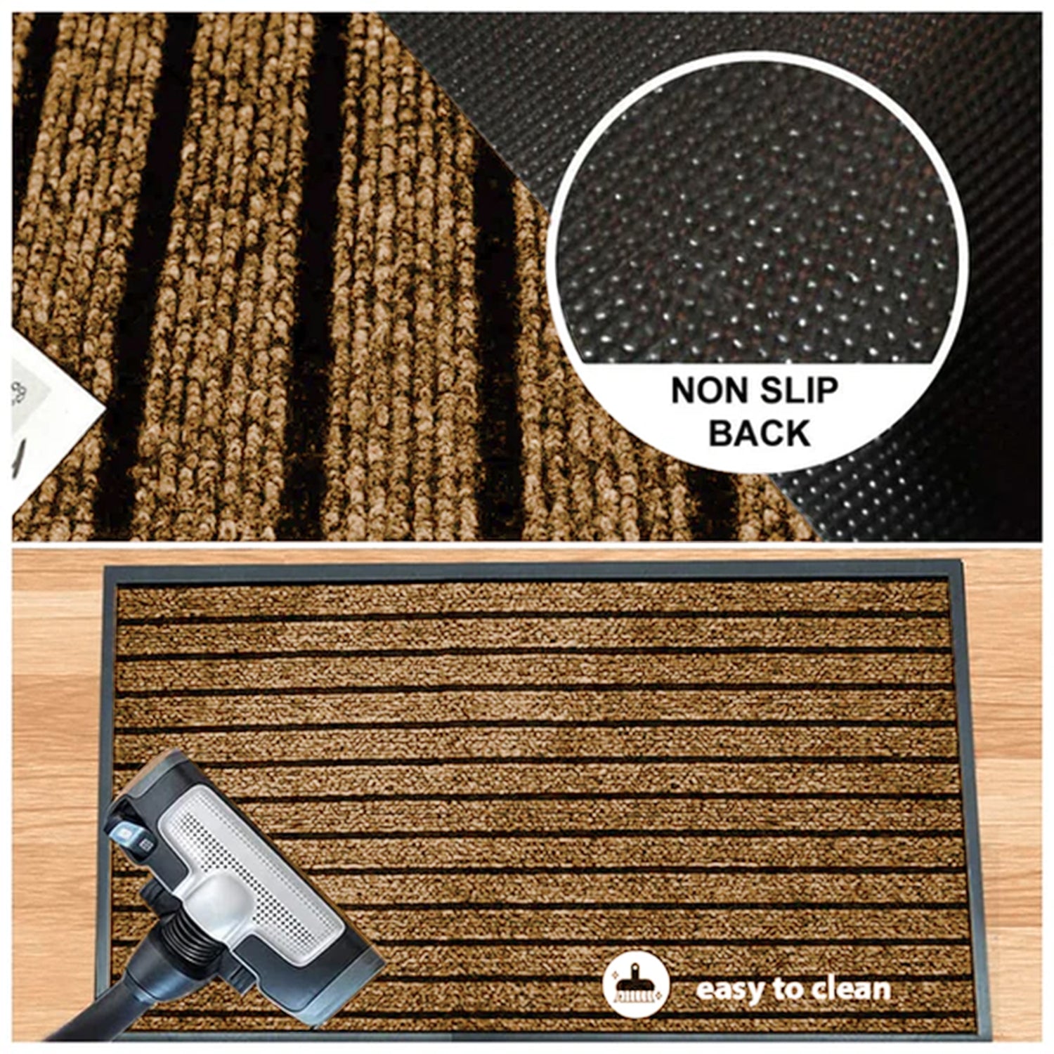 Brown Heavy Duty Door Mats Outside Non Slip Rubber PVC Dirt Trapper