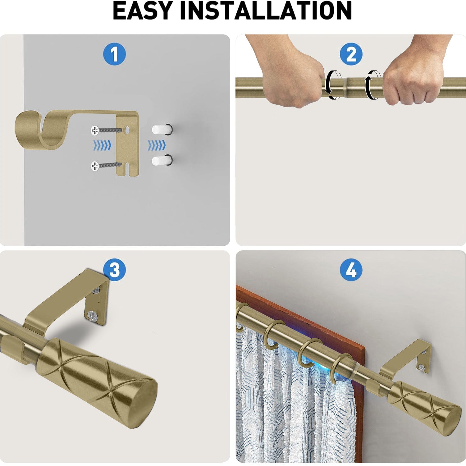 Cylinder Adjustable Curtain Rod for Window and Door
