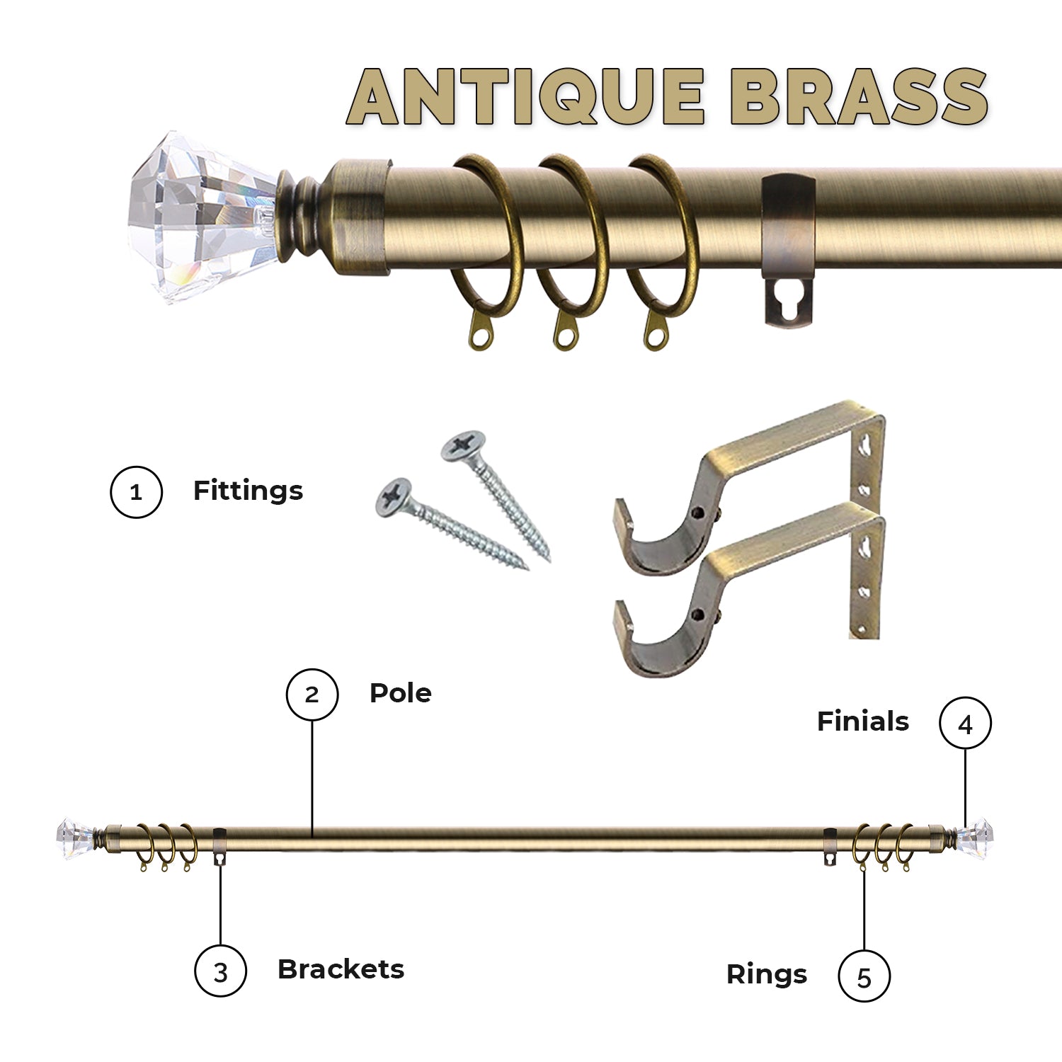 Eyelet Curtain Pole With Sapphire Finials