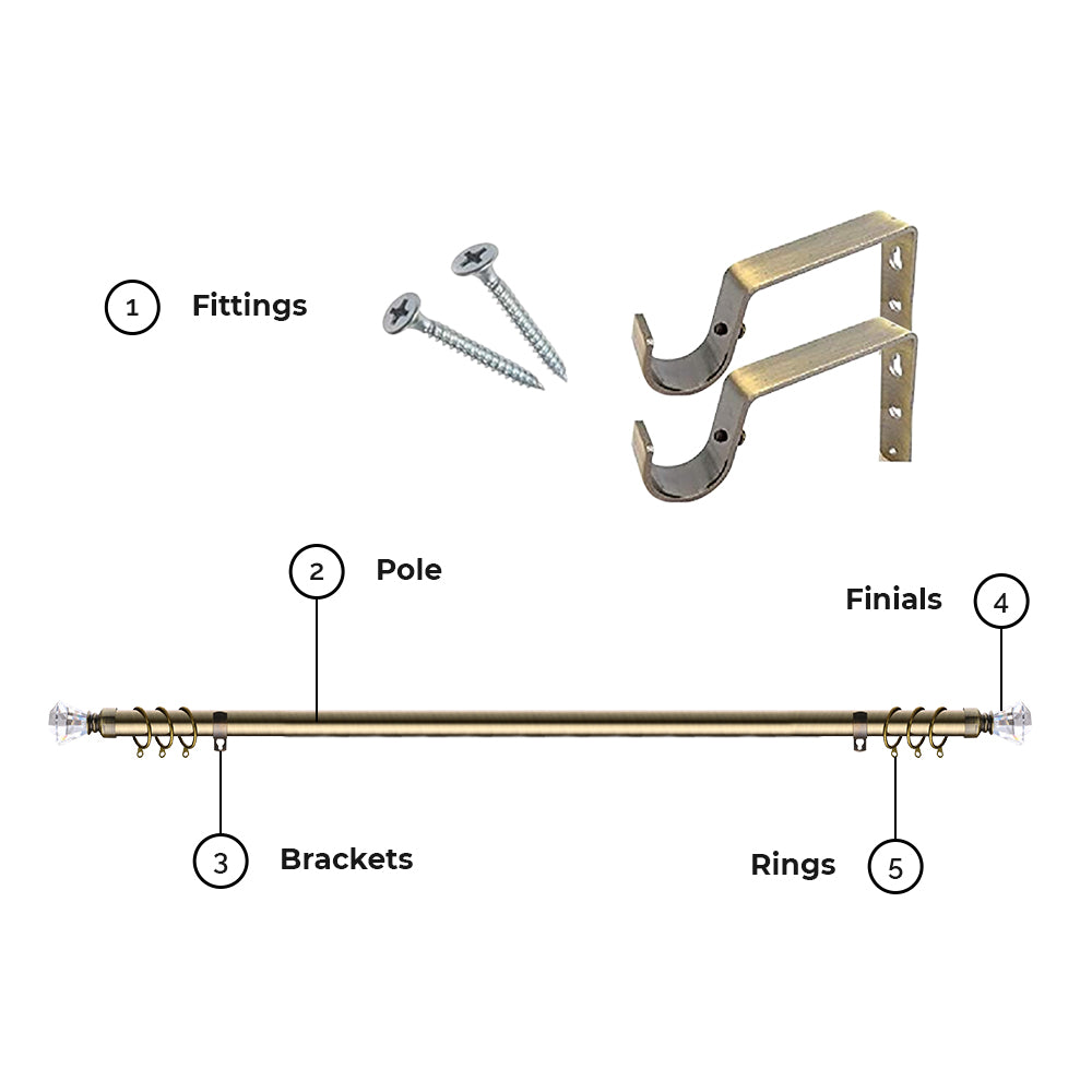 Eyelet Curtain Pole With Sapphire Finials