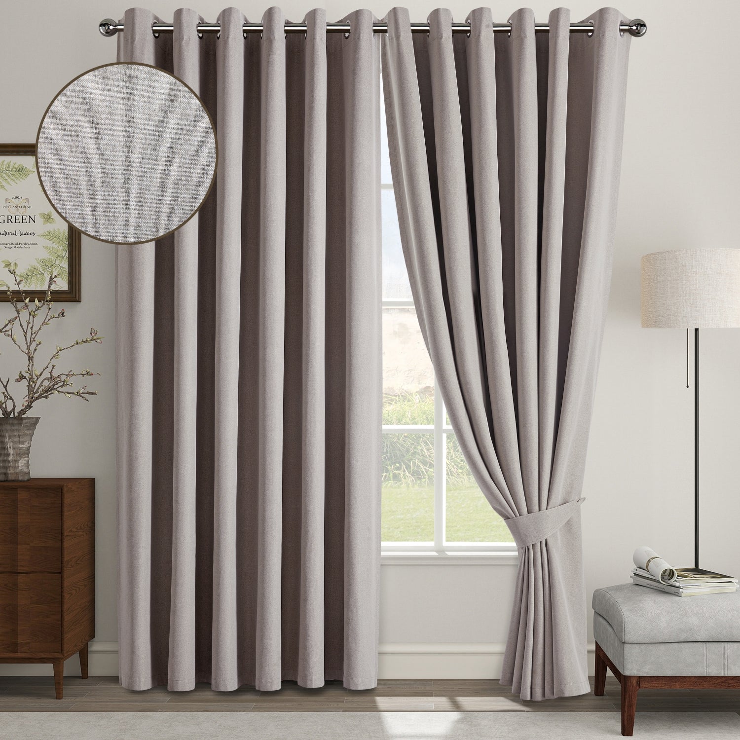 Beige ready made curtains