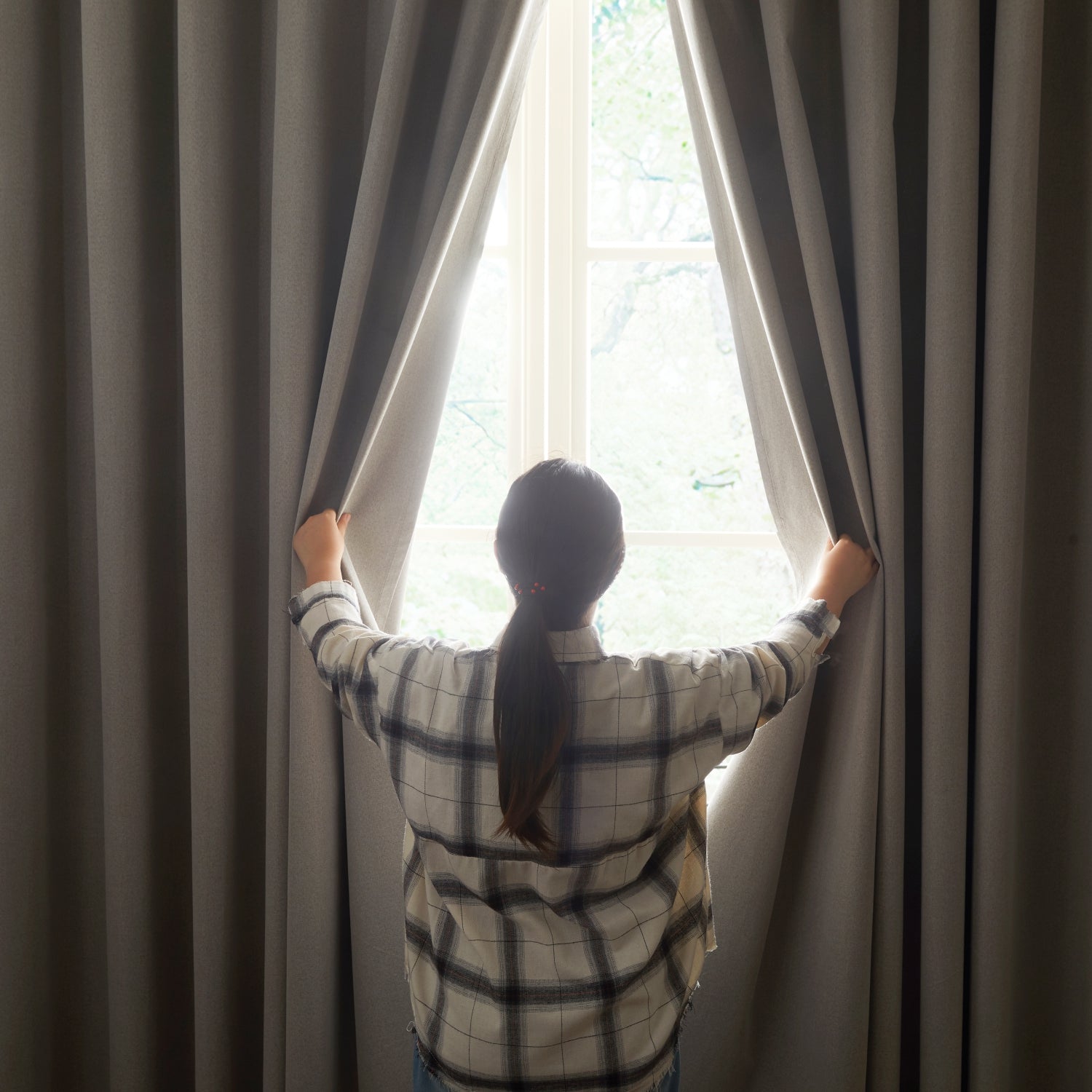 Beige ready made curtains