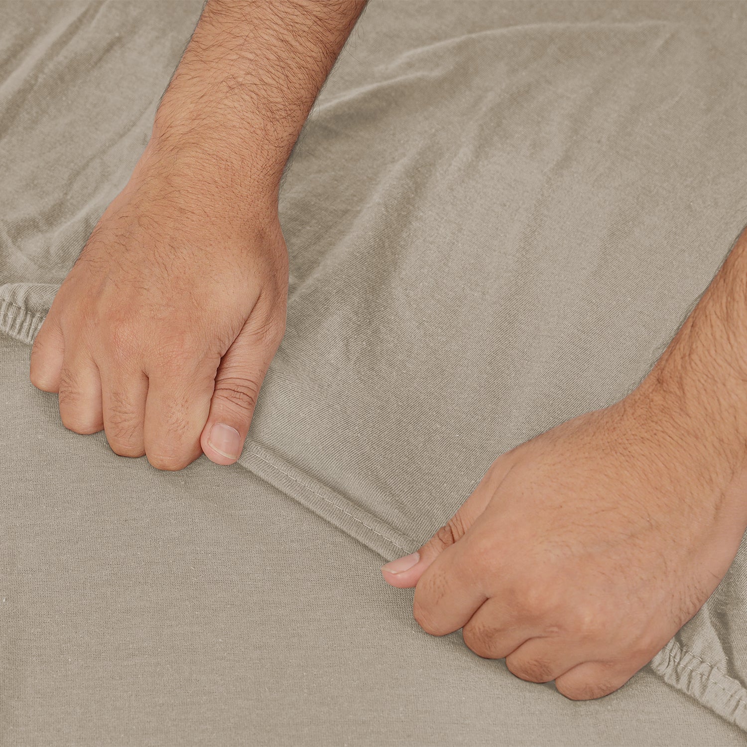 beige Jersey cotton Fitted Sheet