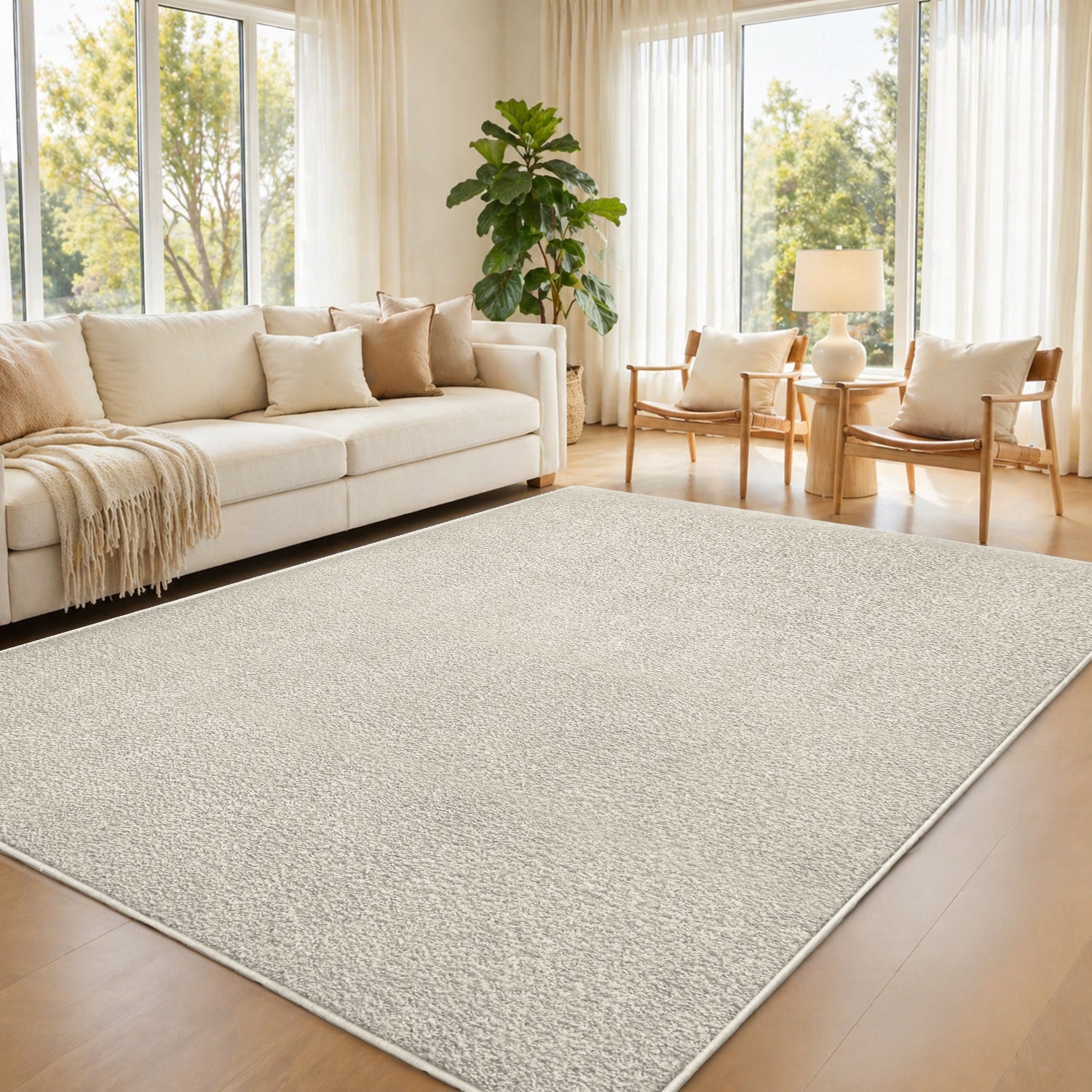 Fluffy Large Area Rug - Low Pile & Thick Pashmina Style