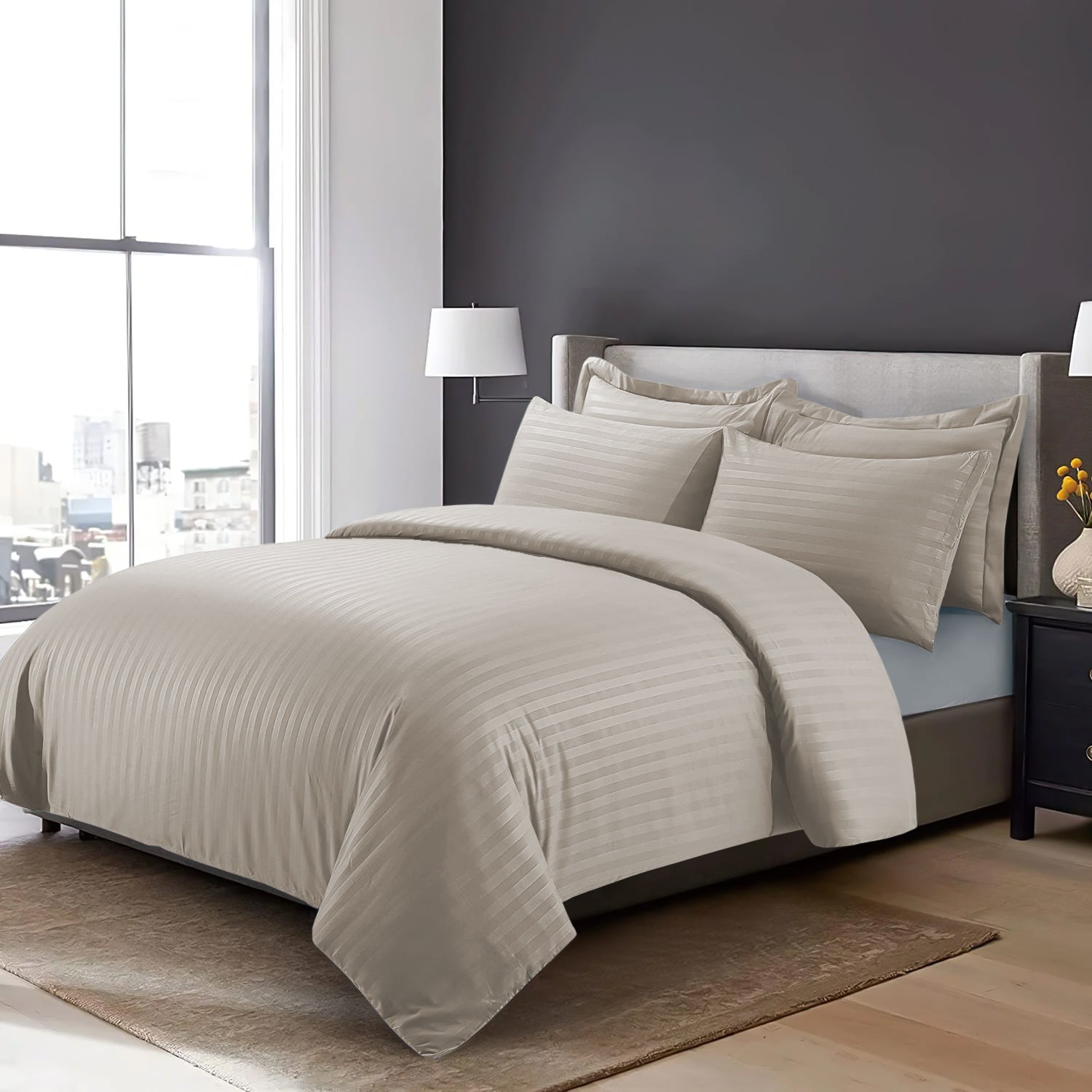 Beige Stripe Duvet Cover Set