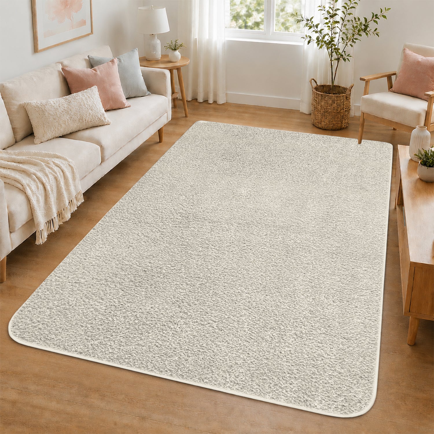 Fluffy Large Area Rug - Low Pile & Thick Pashmina Style