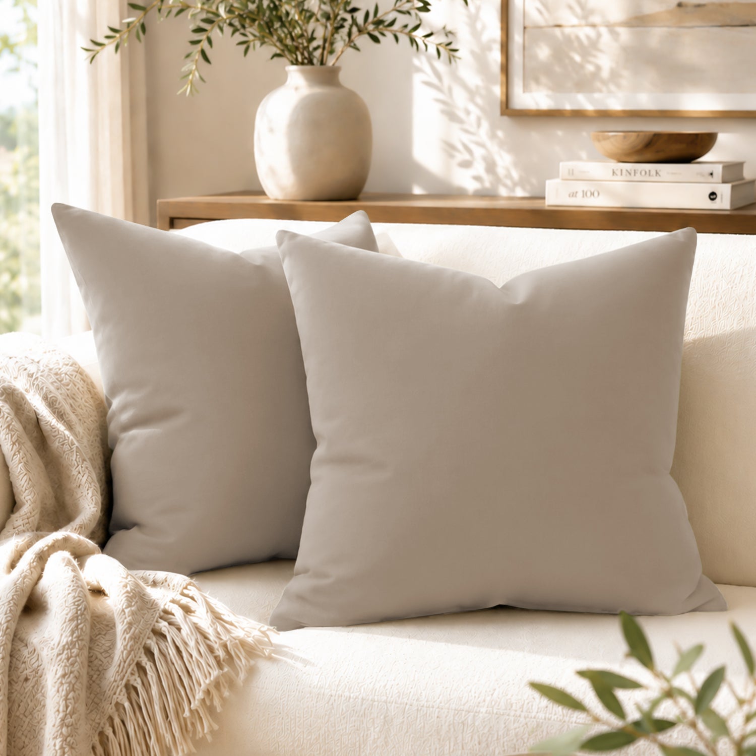Pair Of Soft Microfibre Plain Cushion Covers for Sofa, Bed & Living Room