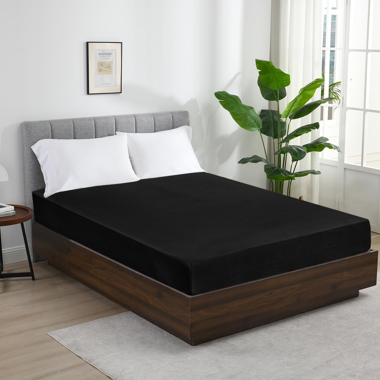 black Jersey cotton Fitted Sheet