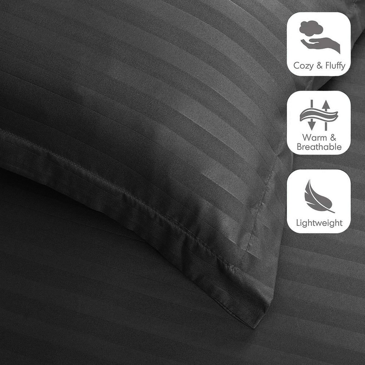 4 Piece Striped Duvet Cover Complete Bedding Set