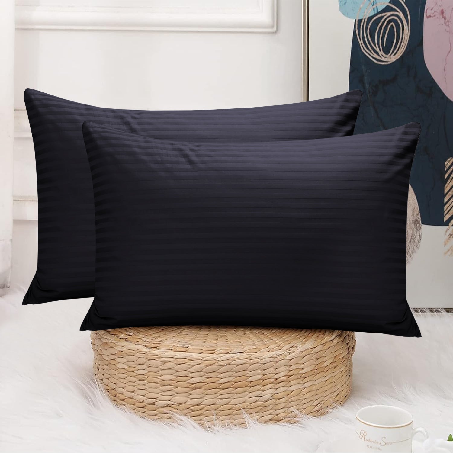Black Striped pillowcases