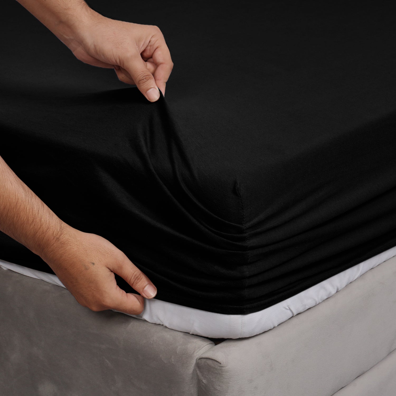 black Jersey cotton Fitted Sheet