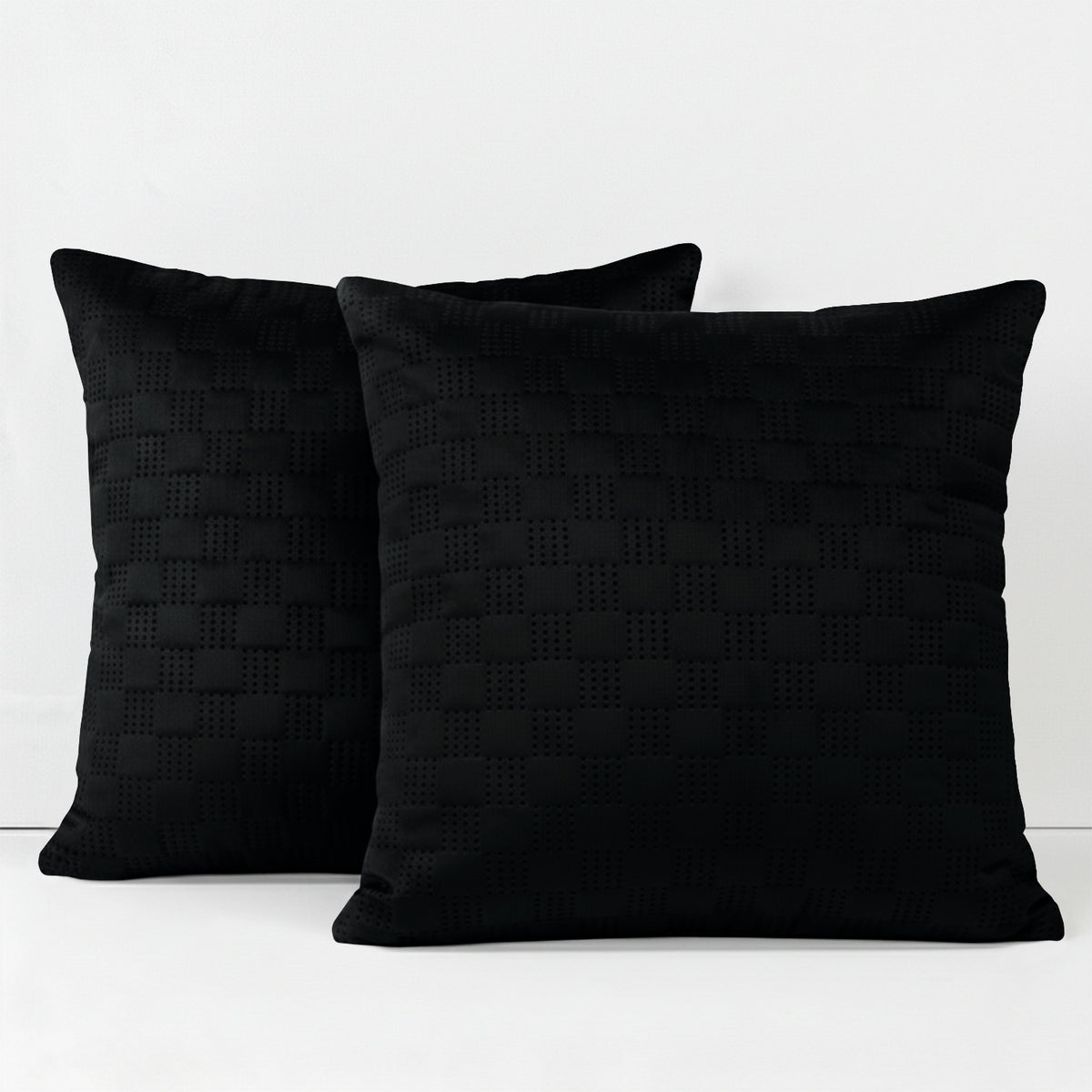 Pack Of 2 Square Velvet Cushion Cover Check Pattern