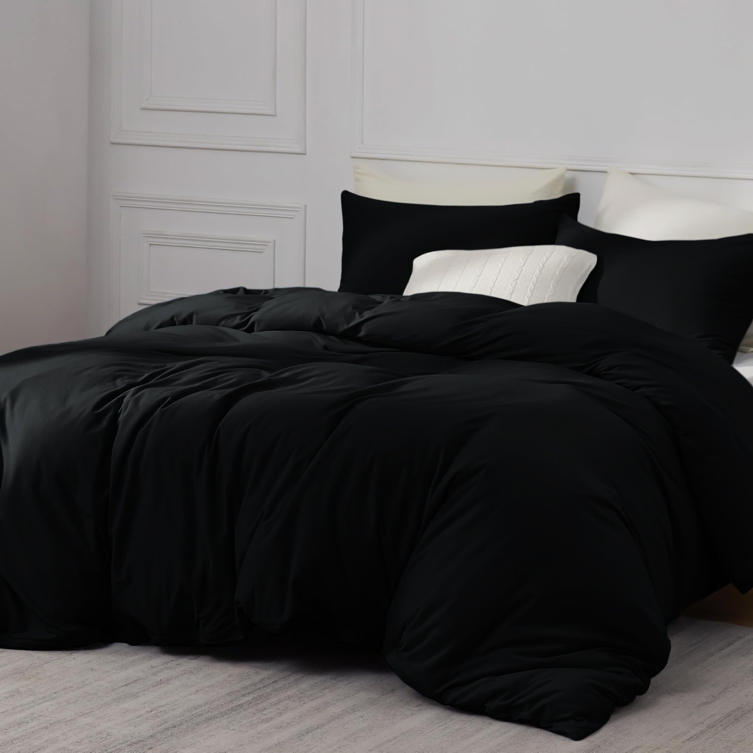 Black Duvet Cover With Pillowcases