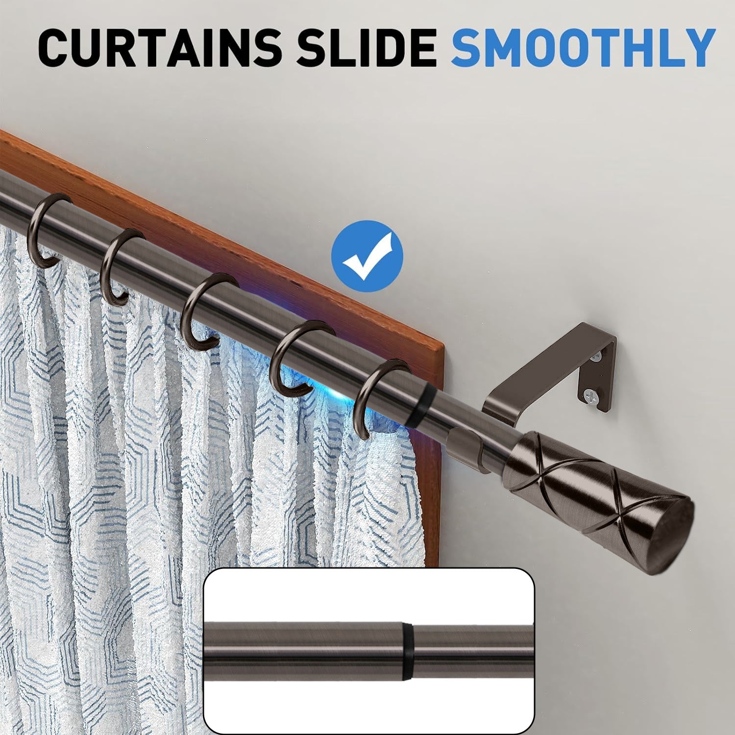 Cylinder Adjustable Curtain Rod for Window and Door