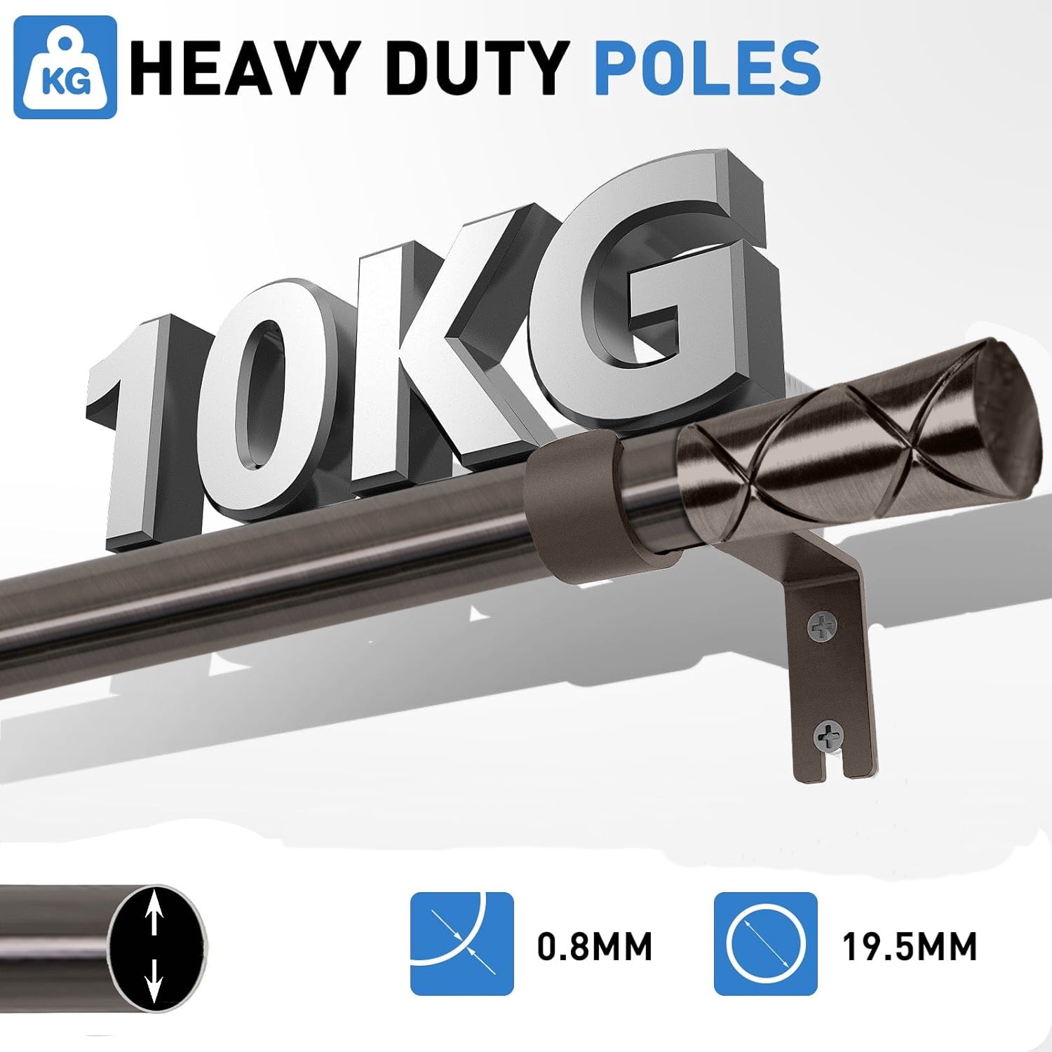 Cylinder Adjustable Curtain Rod for Window and Door