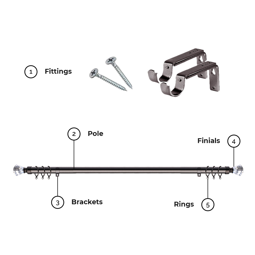 Eyelet Curtain Pole With Sapphire Finials