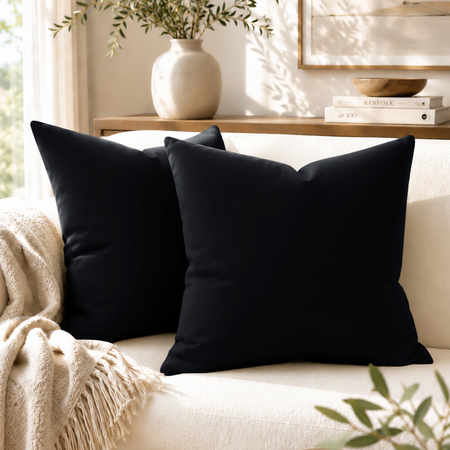 Pair Of Soft Microfibre Plain Cushion Covers for Sofa, Bed & Living Room