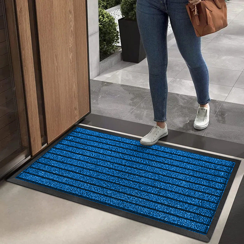 Blue Door Mat Non Slip Rubber PVC Dirt Trapper