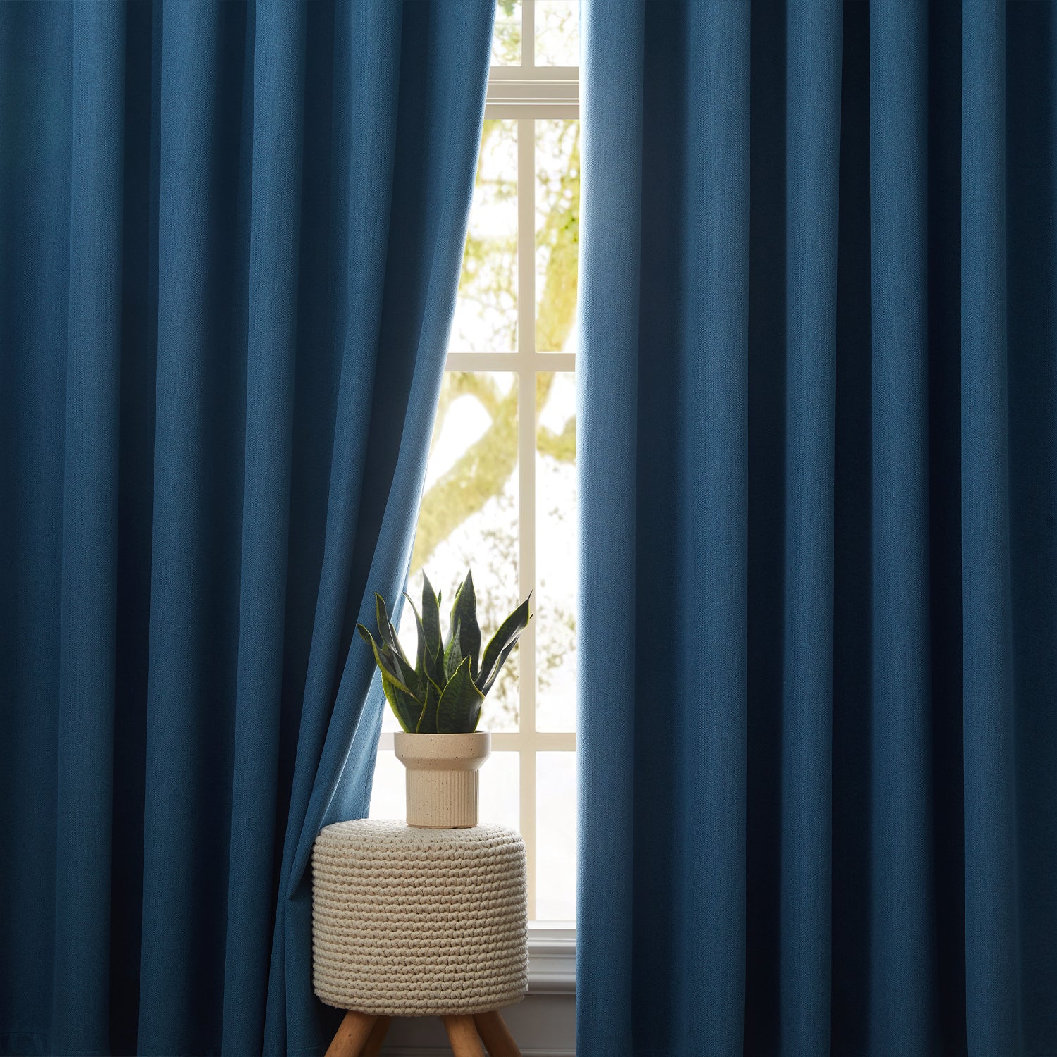 Blue Blackout Linen Curtains
