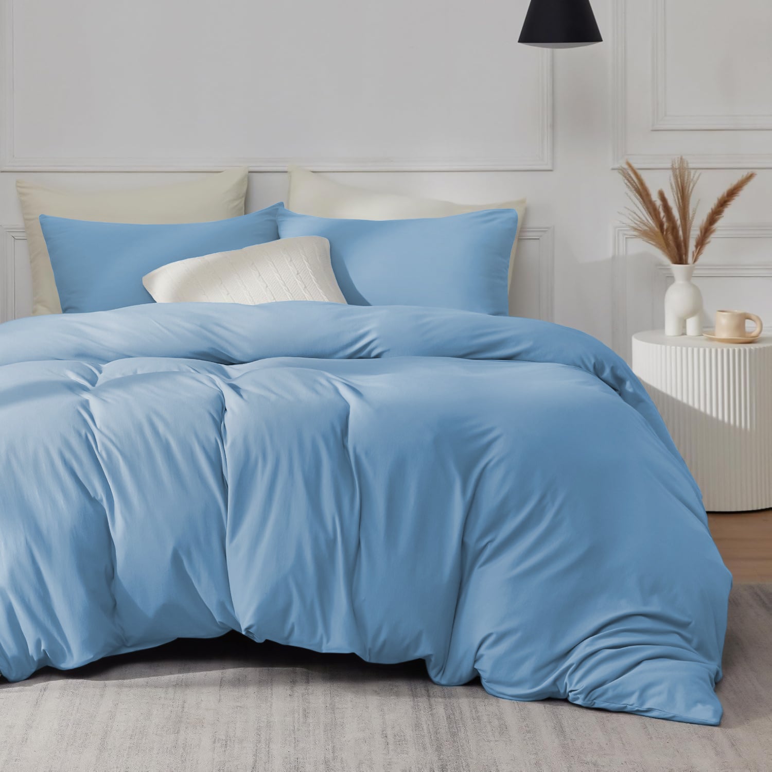 Light Blue Plain Duvet Cover & Pillowcase Set