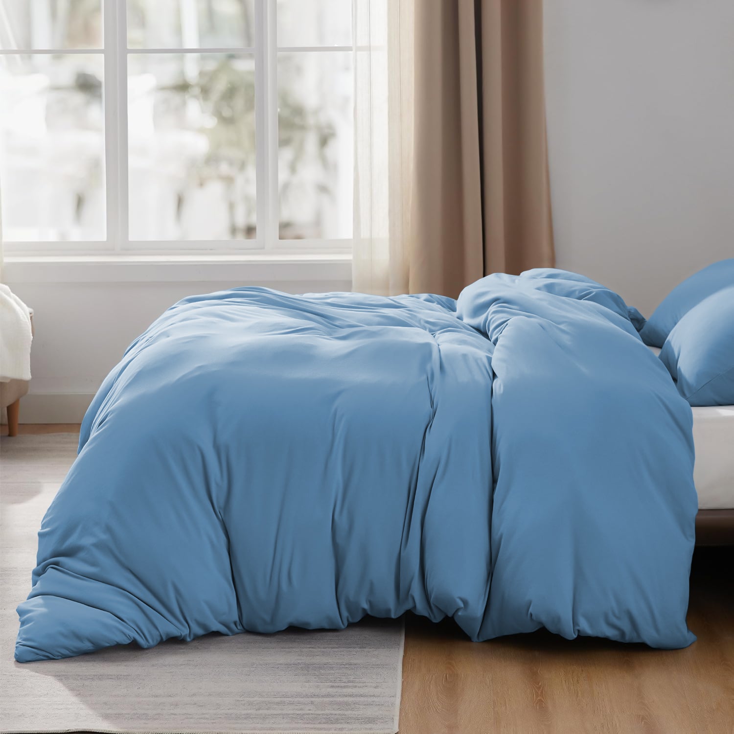 Light Blue Plain Duvet Cover & Pillowcase Set