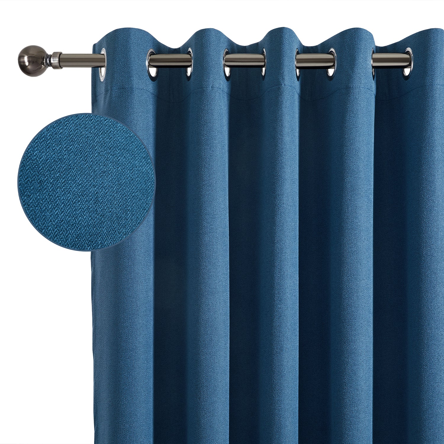 Blue Blackout Linen Curtains