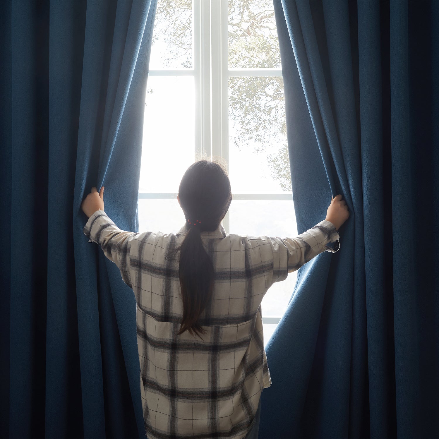 Blue Blackout Linen Curtains