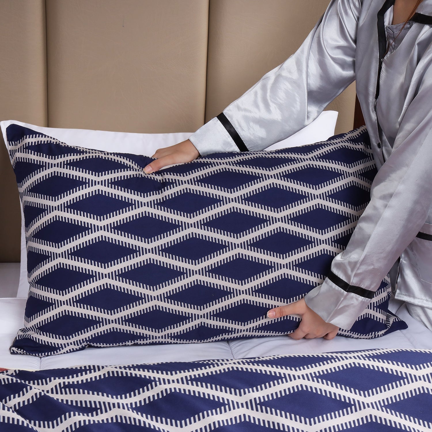 Navy Check Duvet Cover Set