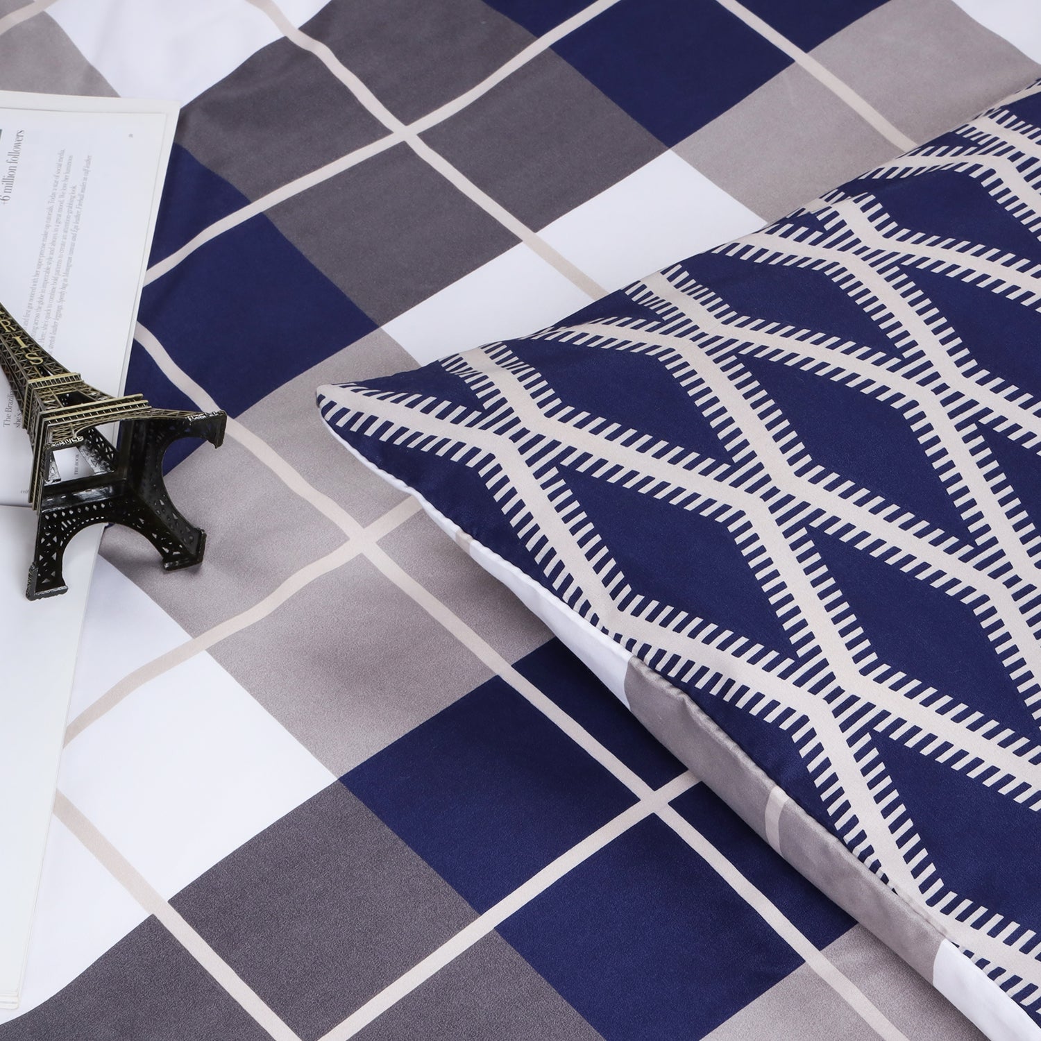 Navy Check Duvet Cover Set
