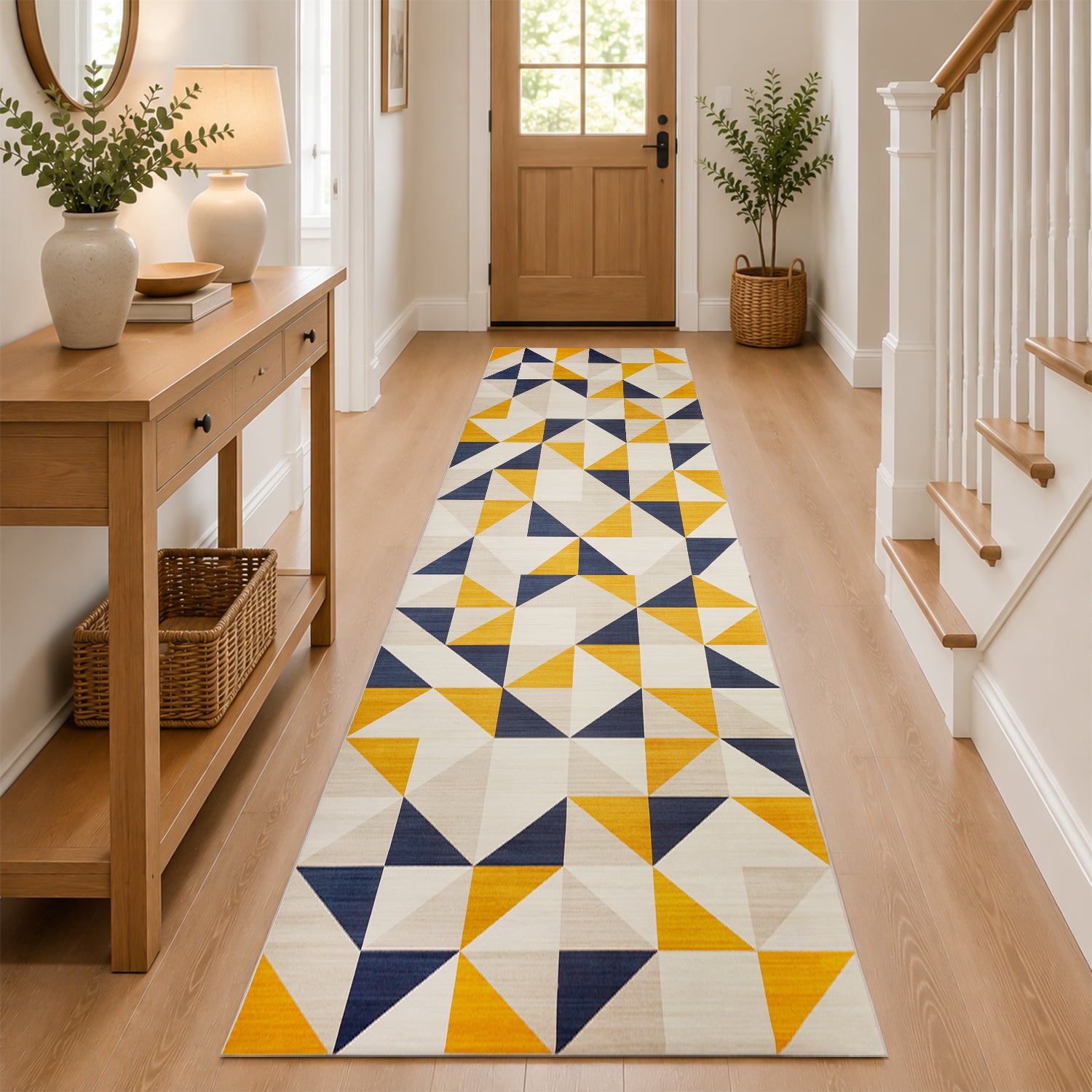 Triangle Pattern Geometric Rug for Living Room