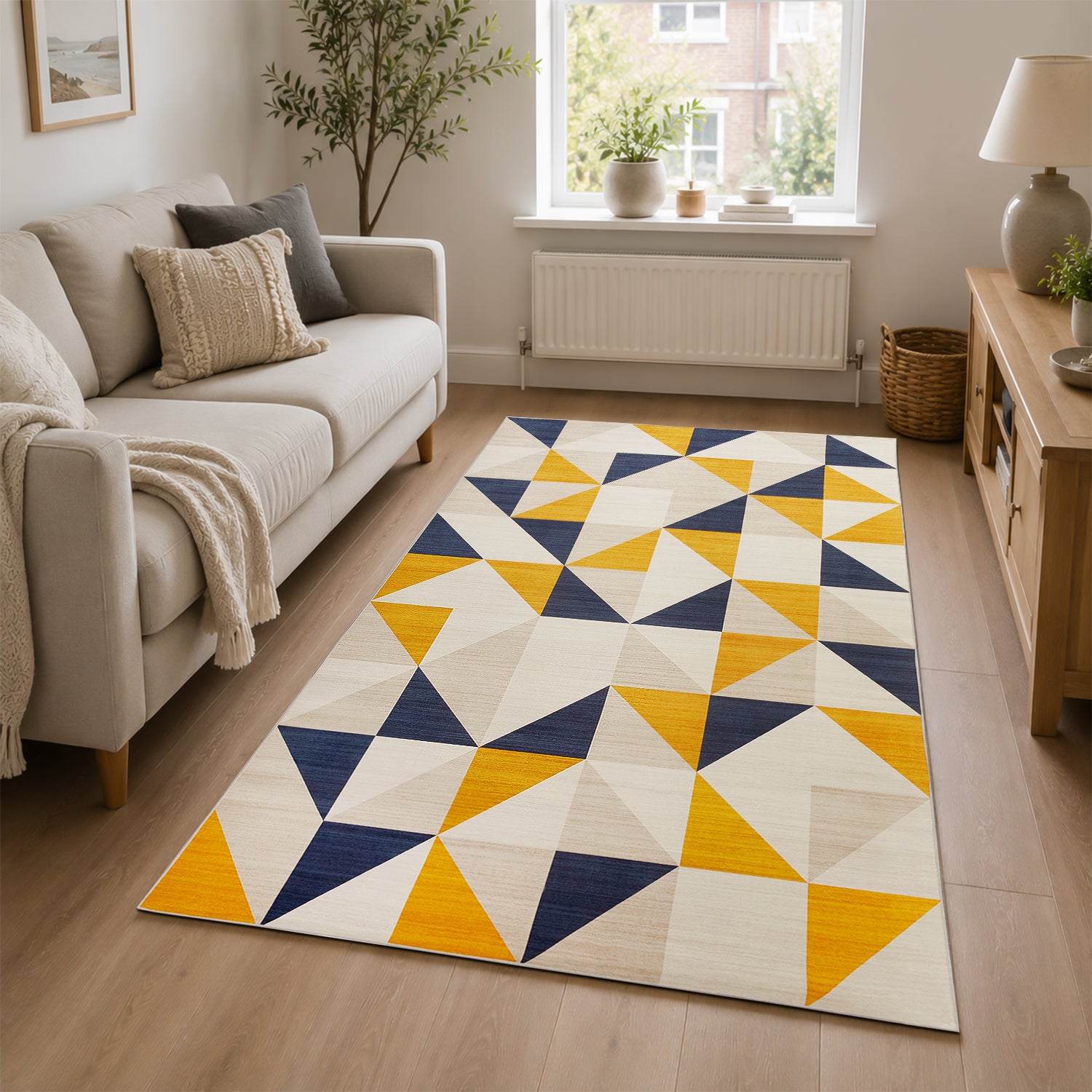 Triangle Pattern Geometric Rug for Living Room