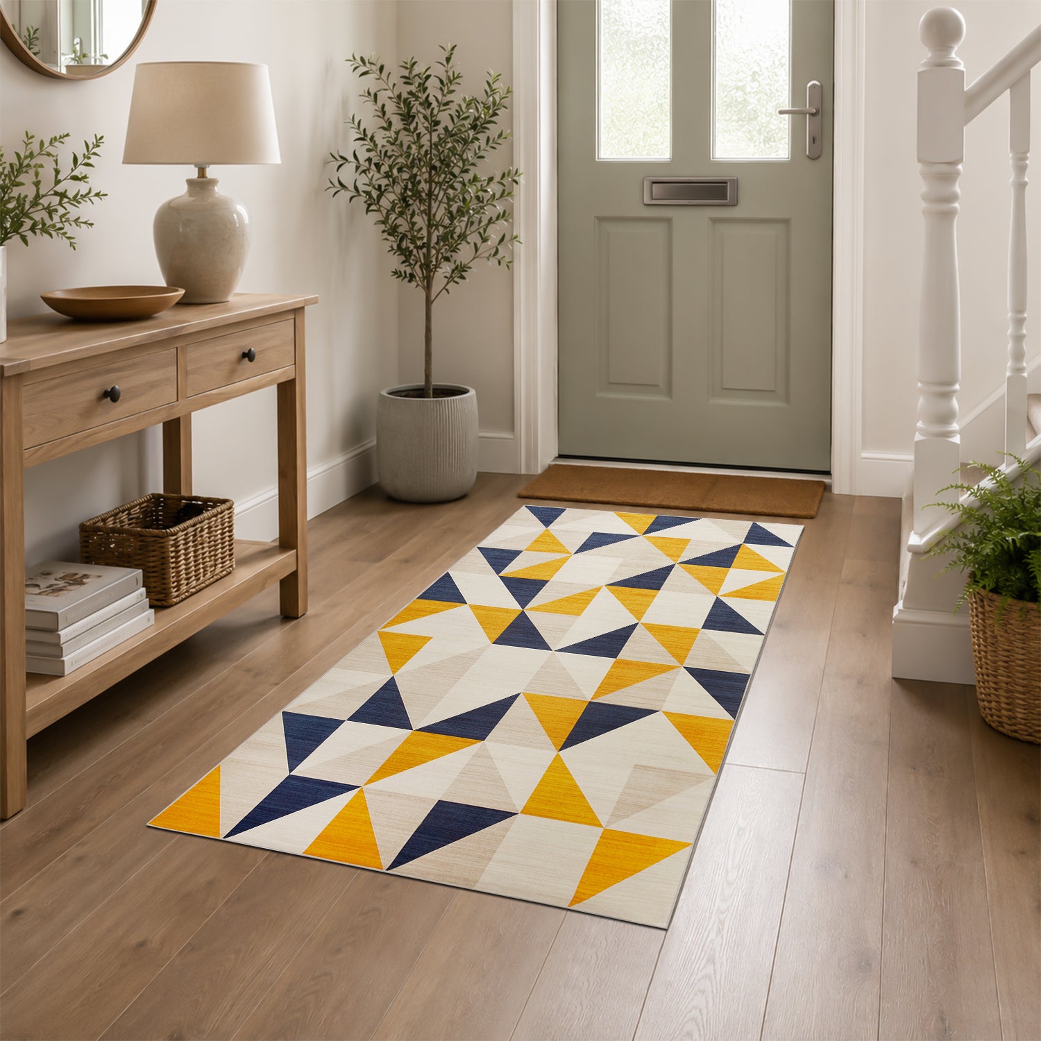 Triangle Pattern Geometric Rug for Living Room