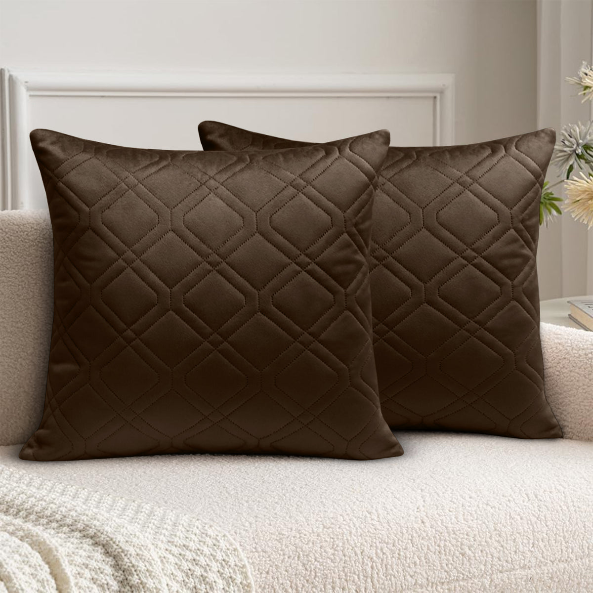 Pack Of 2 Embossed Velvet Cushion Cover Diamond Pattern