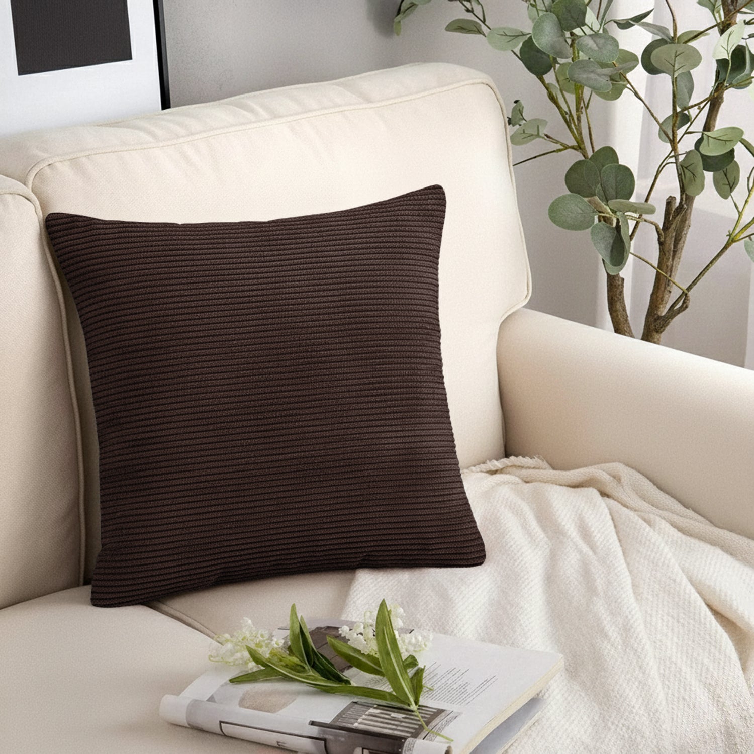 Velvet Corduroy Cushion Covers Coffee