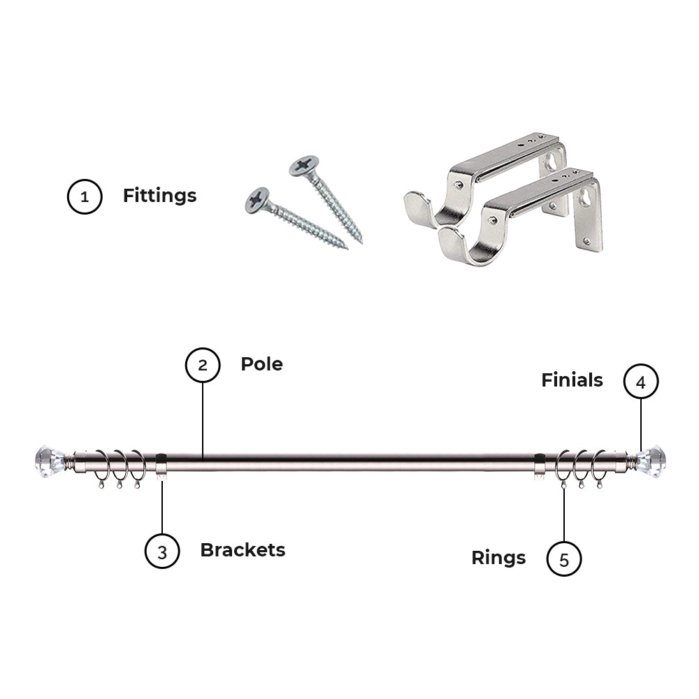 Eyelet Curtain Pole With Sapphire Finials