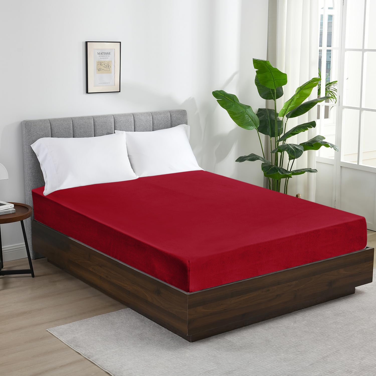 Burgundy Jersey cotton Fitted Sheet