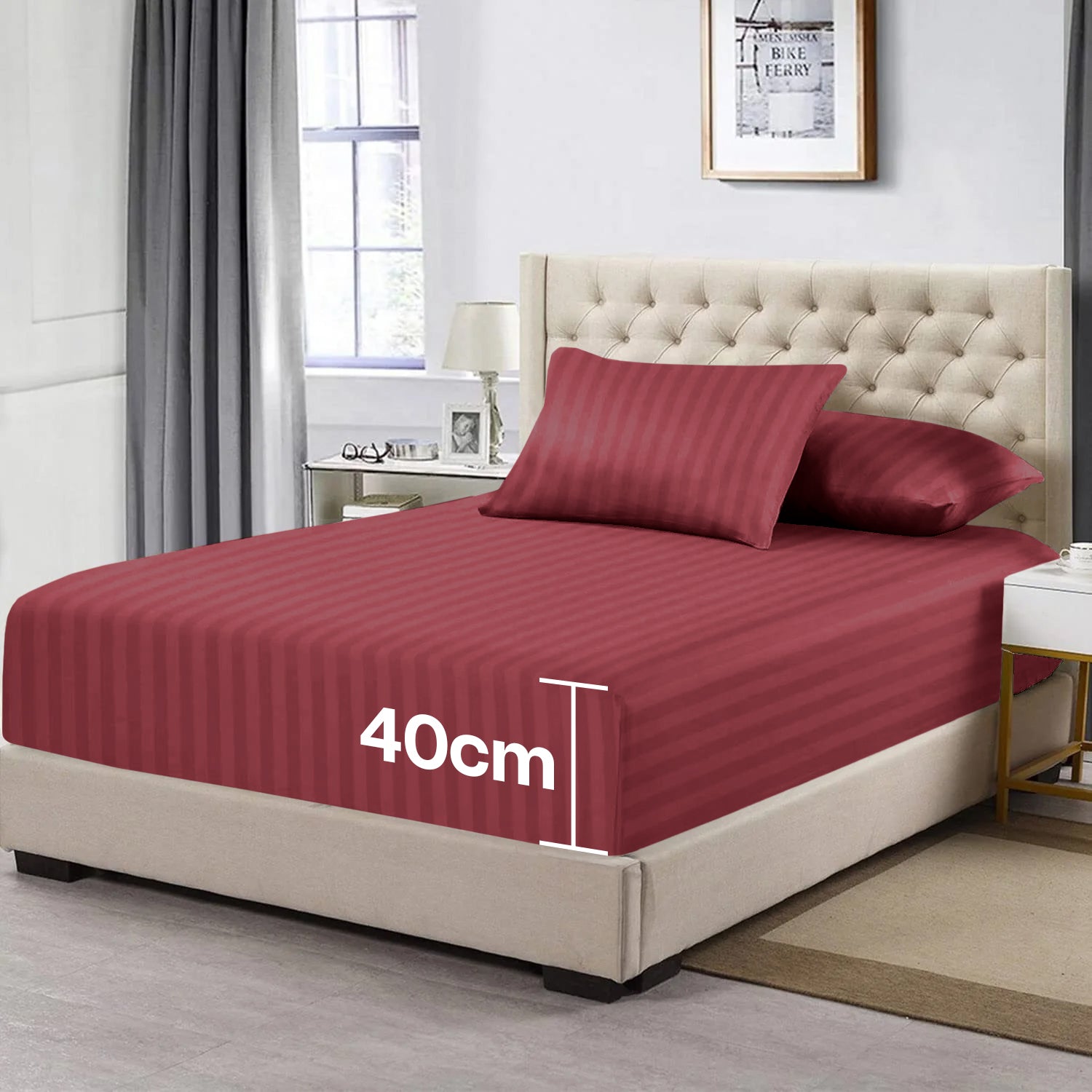 Burgundy Extra Deep Mattress Fitted Sheets