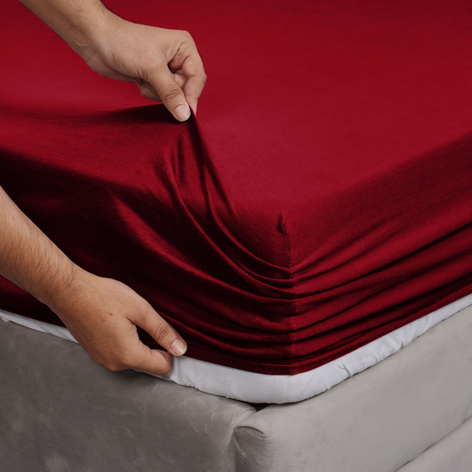 Burgundy Jersey cotton Fitted Sheet
