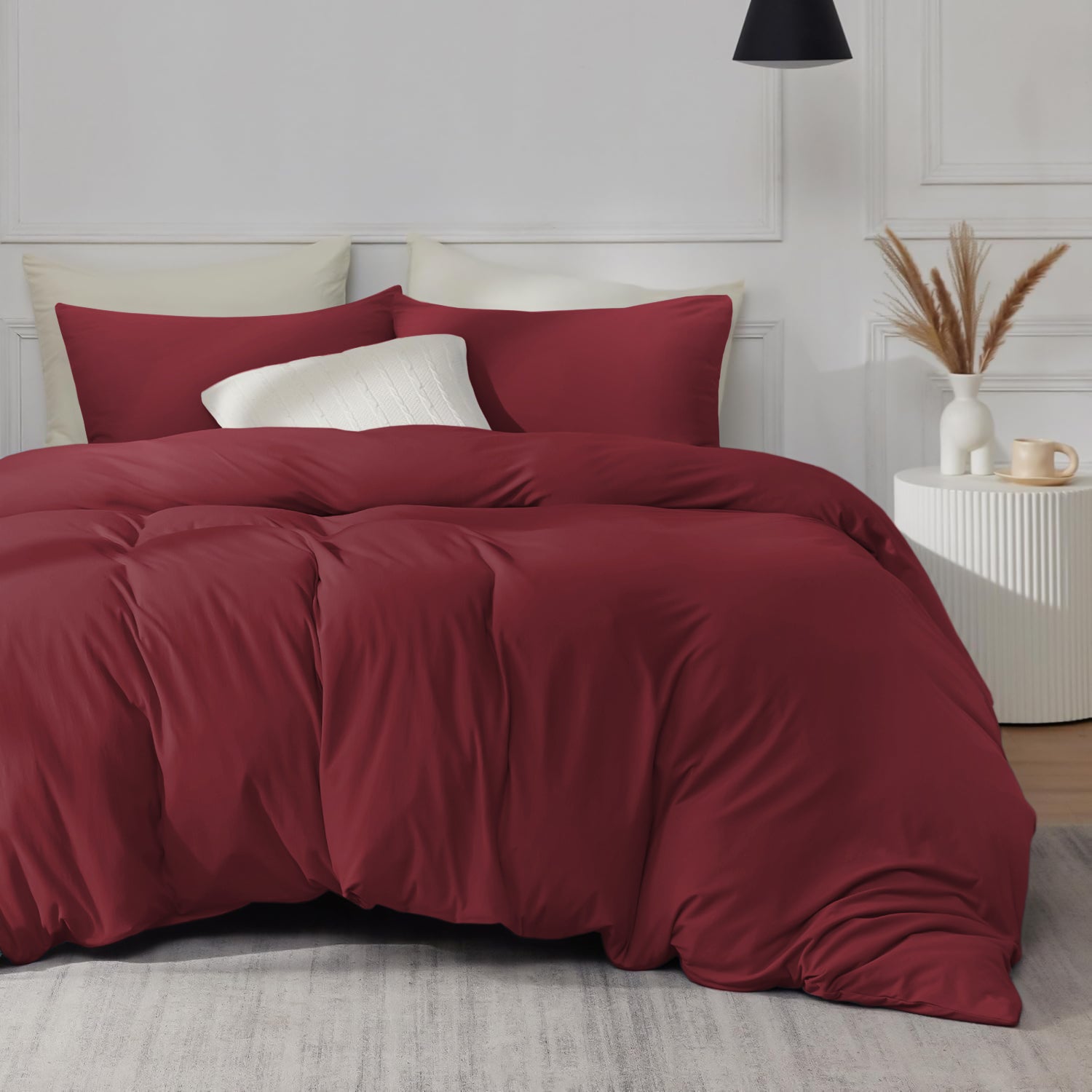Plain Dyed Red Duvet Cover Set