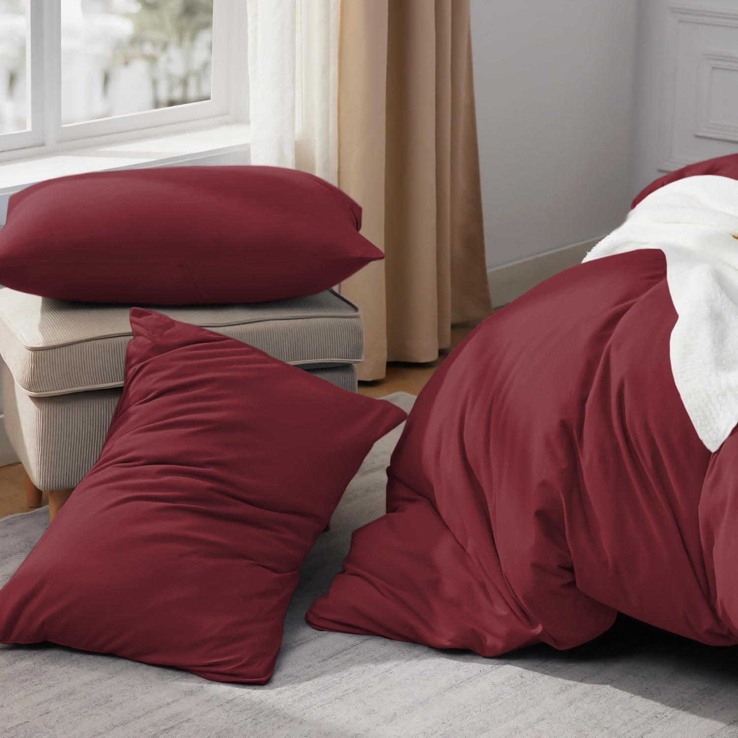Plain Dyed Red Duvet Cover Set