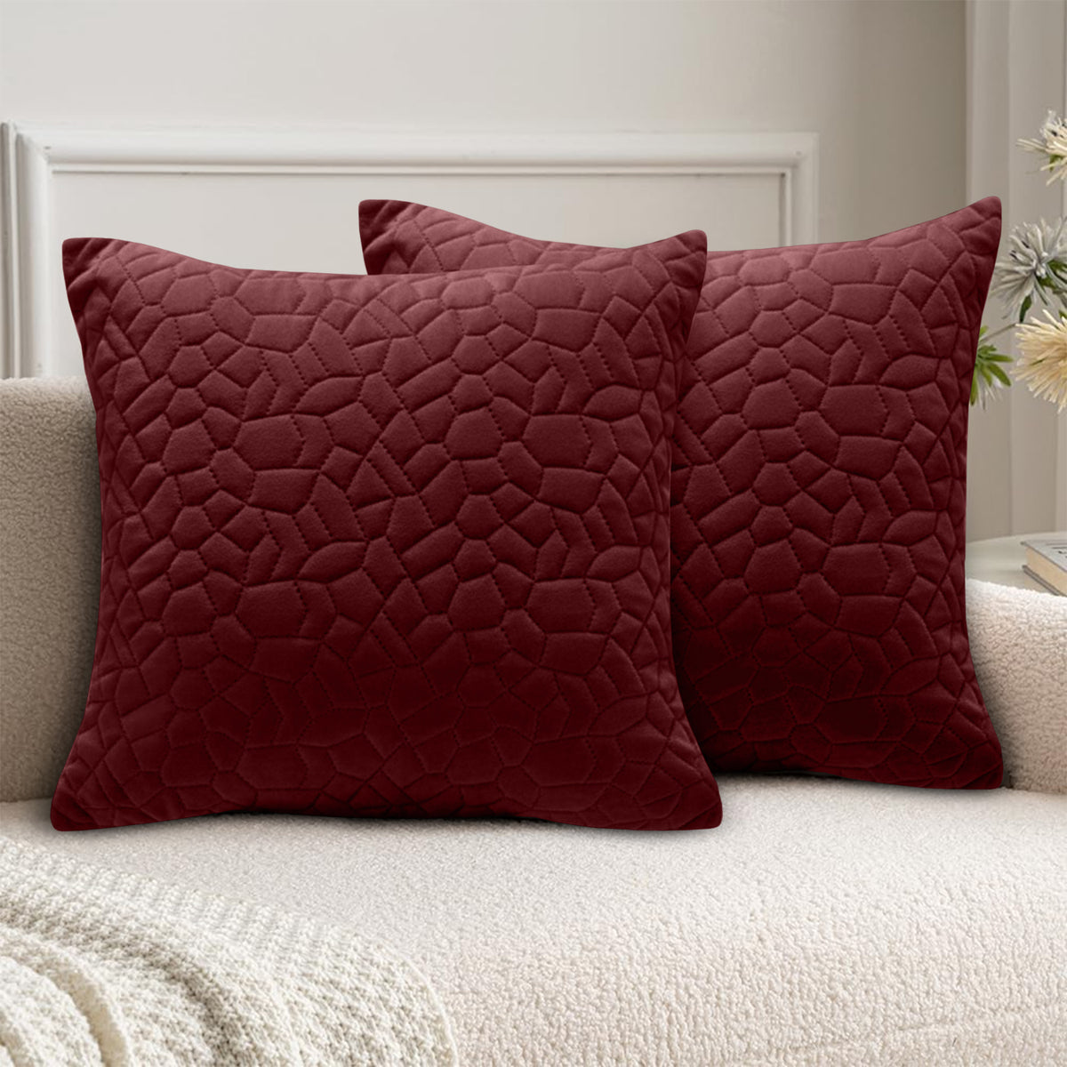 18x18 Pack Of 2 Velvet Cushion Cover Pebbles Pattern