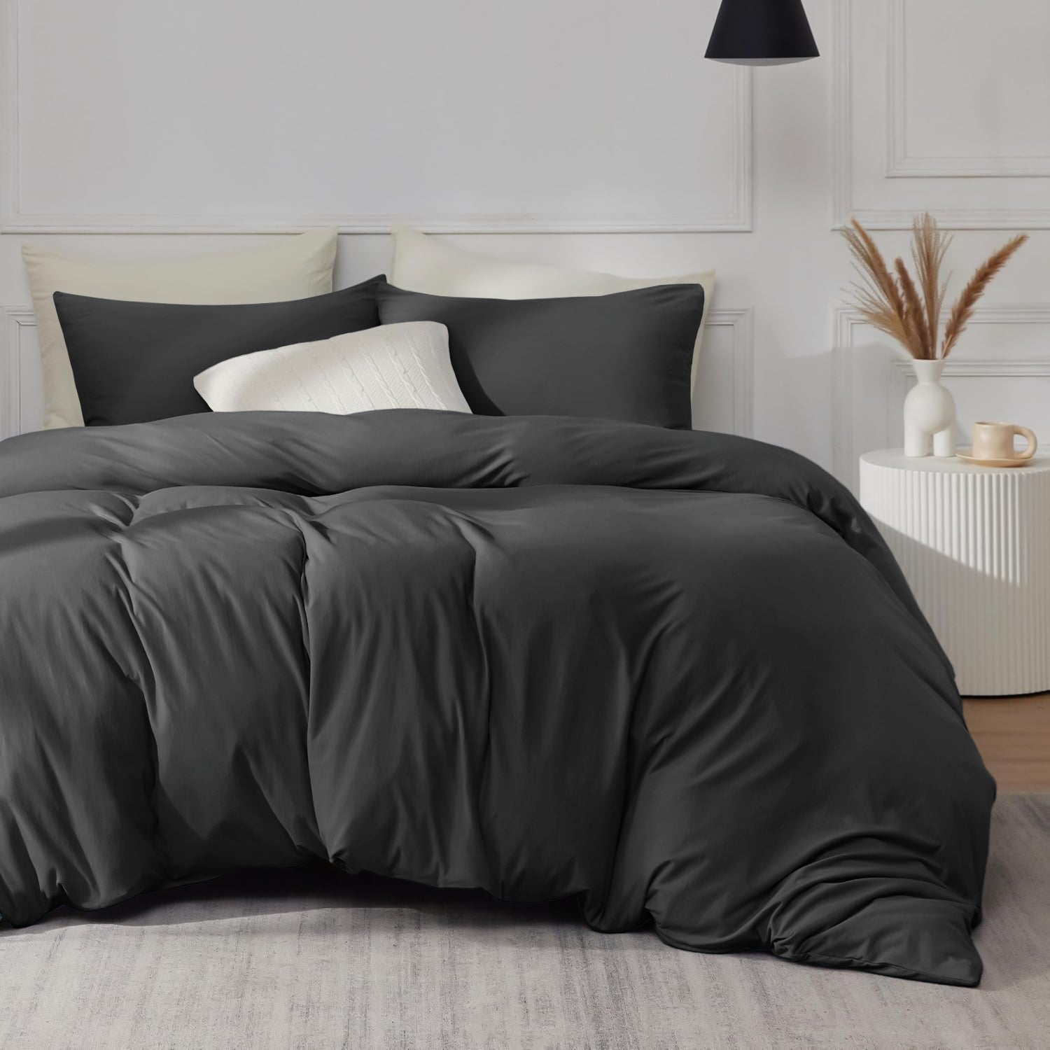 Plain Dyed Soft Touch Charcoal Bedding Set